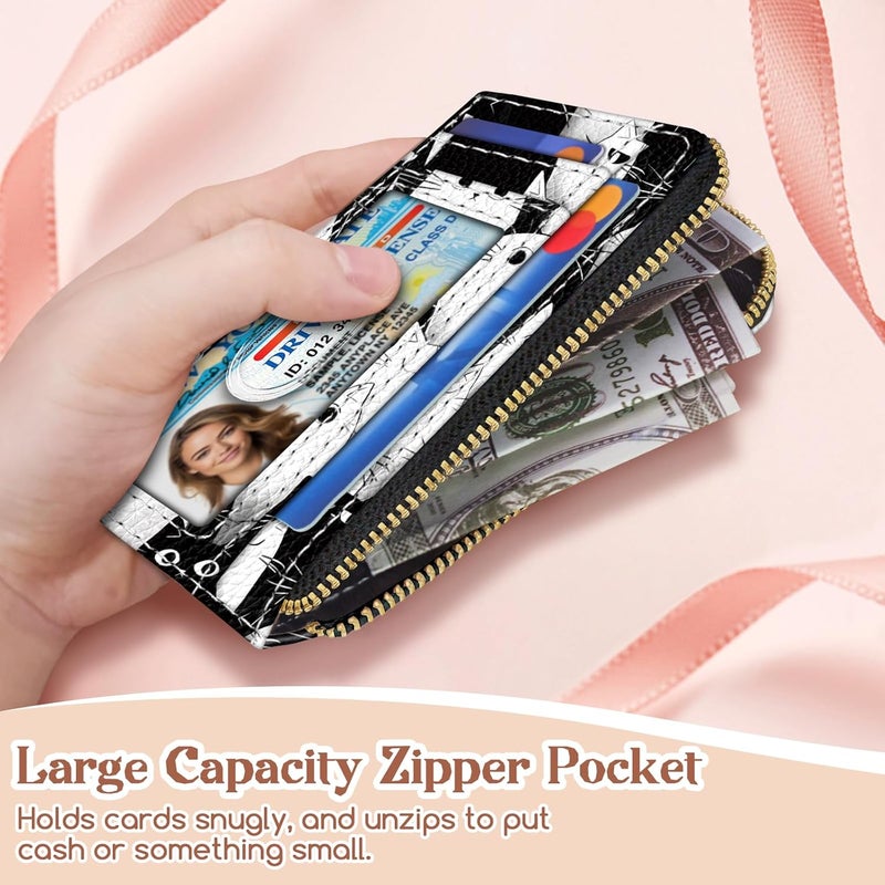 GIANCOMICS Slim Wallet Credit Card Holder Women, Cats Rfid Blocking Small Card Case, Keychain Thin Pocket Curved Zipper Wallet, Travel Card Holder PU Leather ID Window, Ladies Female Gifts - Image 3